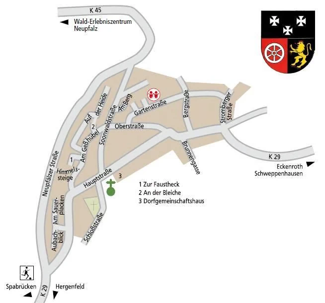 Lageplan der Gemeinde Schöneberg (Copyright: J. Ginzel, Tourist-Info Stromberg)