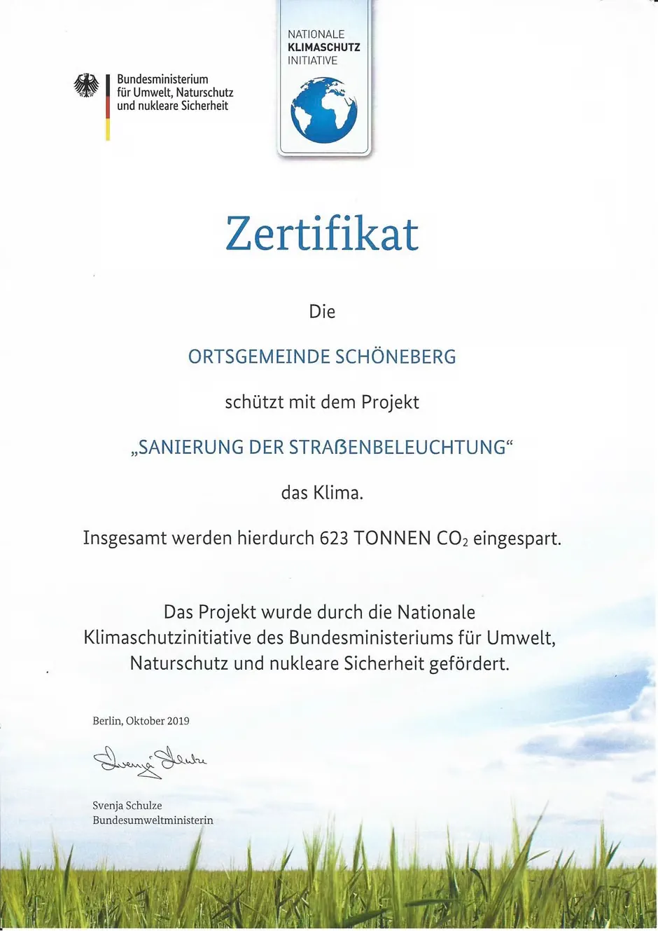 Zertifikat Klimaschutz 