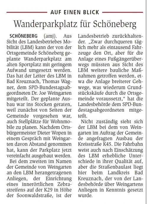 Wanderparkplatz für Schöneberg