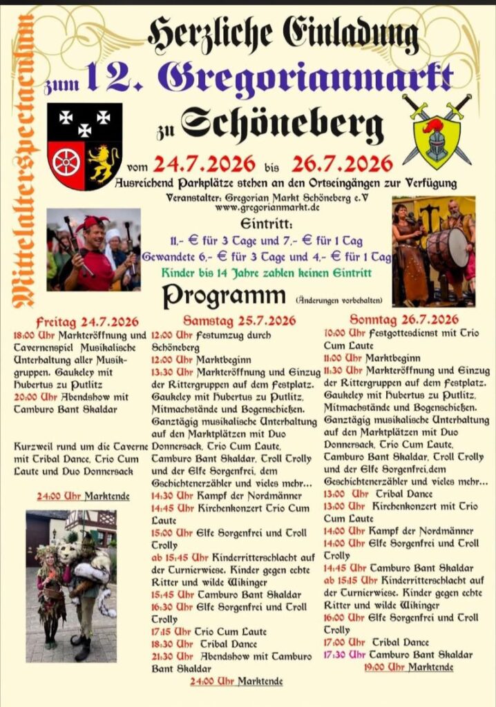 Programm des Gregoriansmarkt 2026